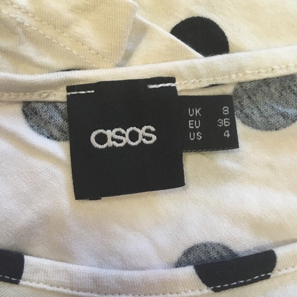 ASOS BLACK CREAM POLKA DOT PEPLUM RETRO MINI DRESS - Picture 7 of 8